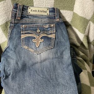 Rock Revival Distressed Blue Jeans